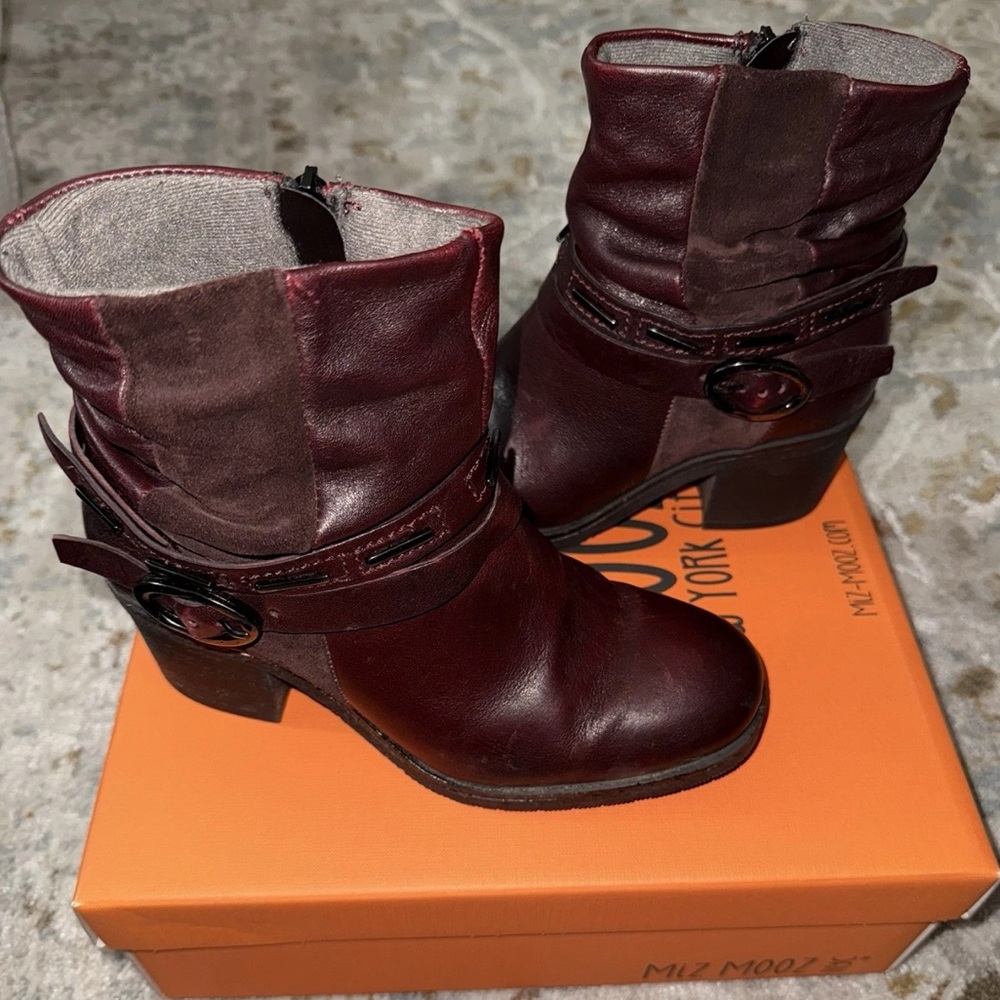 Miz Mooz Serenity Wine Boots sz 36 (5.5-6)